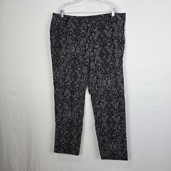 Isaac Mizrahi Live Pull On Pants Women's 24WT Black Gray Pattern Stretch - Picture 2 of 16